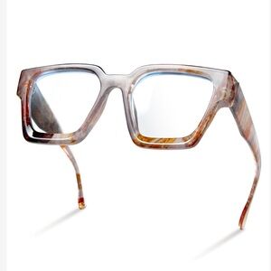 Over-sized Rectangular Frame Blue-Light Blocking Glasses-Amber Marble